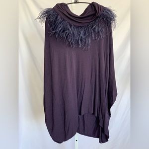 CHICO’S (L/XL) Eggplant Purple Feathered Poncho